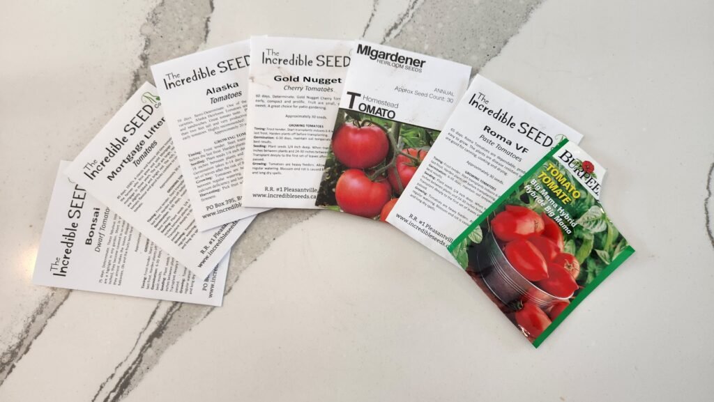 Picture of tomato seed packets
