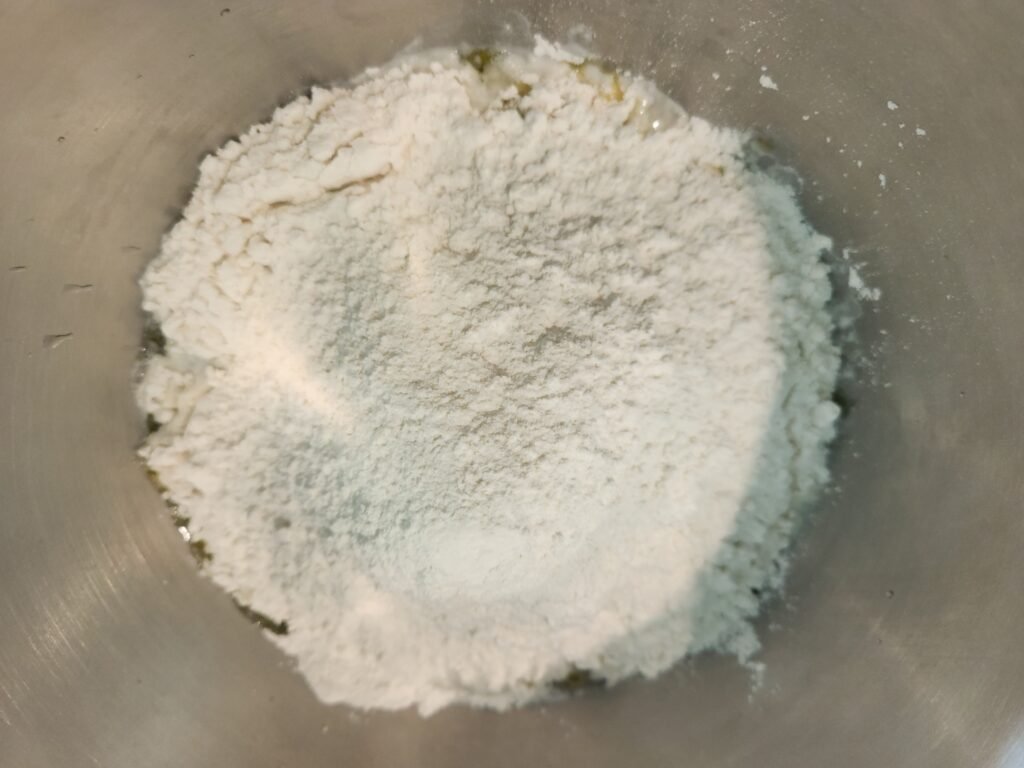All ingredients added to mixing bowl.