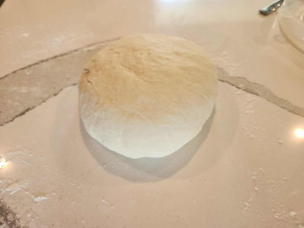 Dough ball on a counter top.