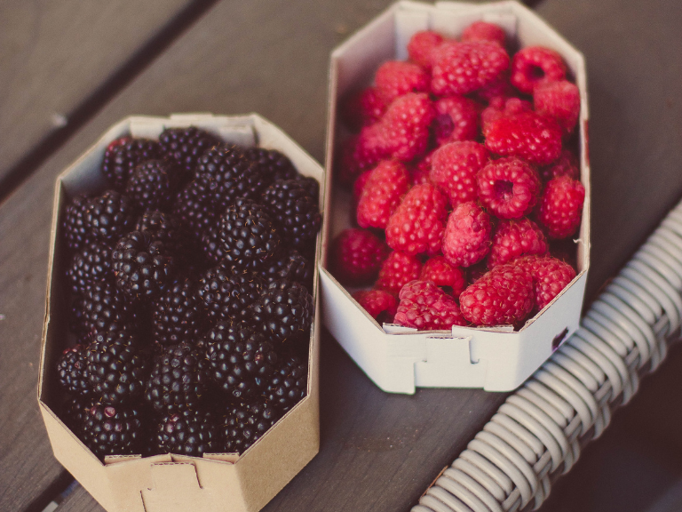 black and red raspberries