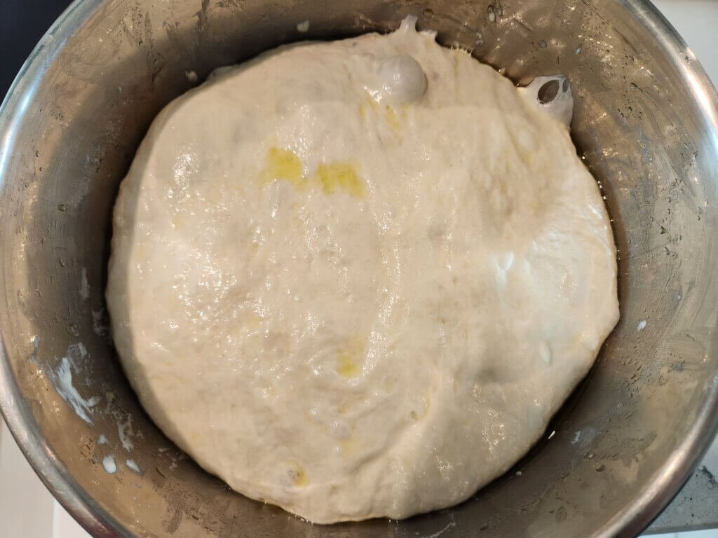 Focaccia dough after final rest