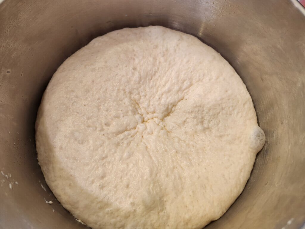 Bread dough after it has finished rising
