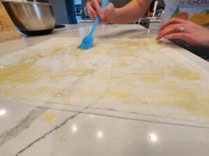Brushing Phyllo Sheet with Butter