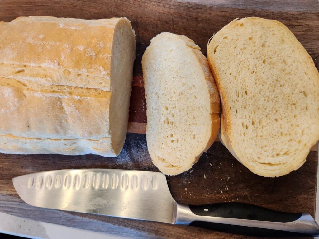 Fresh bread cut into slices