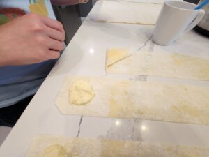 Initial fold of the triopita