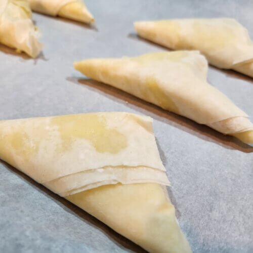 Traditional Triopita On Cookie Sheet Before Baking