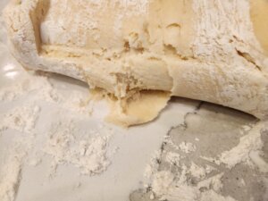 White Cookie Dough Shouldn't Stick like This - Not Ready Needs More Flour