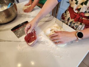 Working the dough to the desired consistency