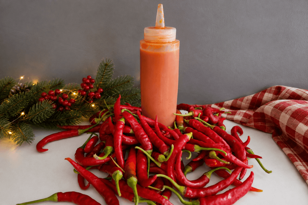 Fermented Cayenne Pepper Hot Sauce Christmas Theme