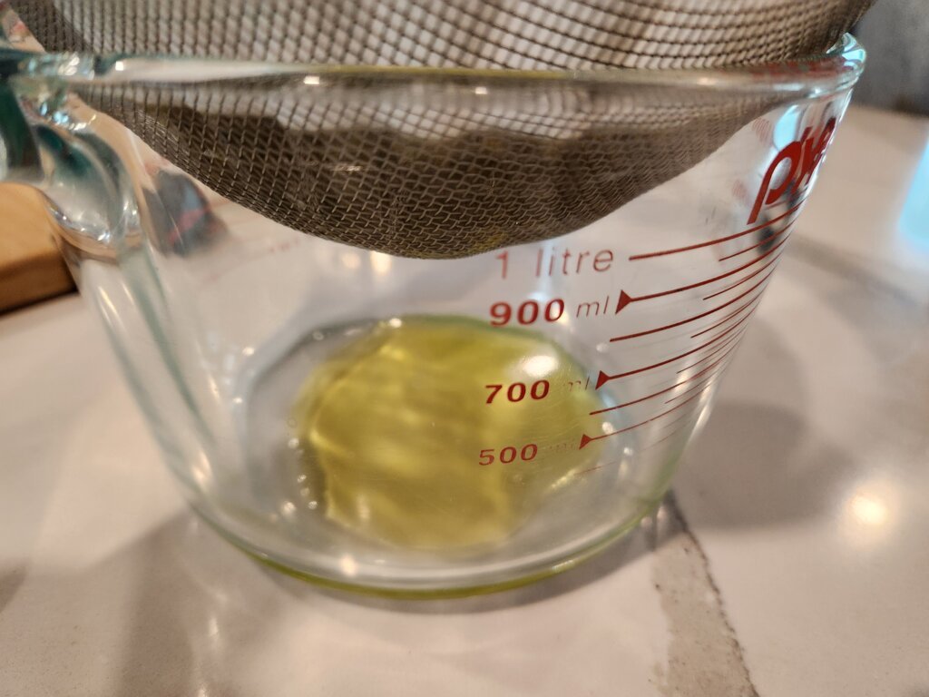 Straining Out Lavender Infused Oil